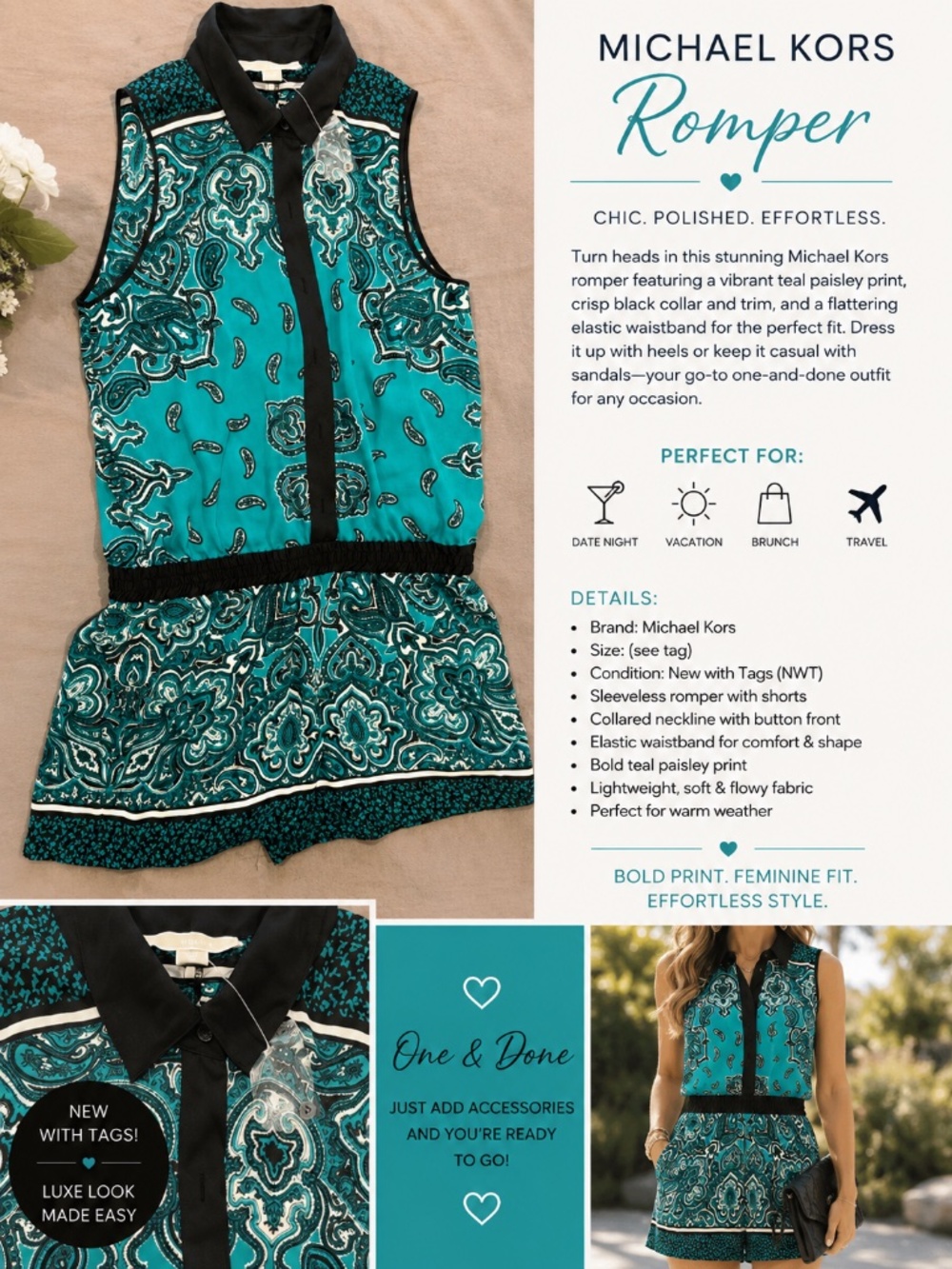 Michael Kors Paisley Romper – NWT Medium